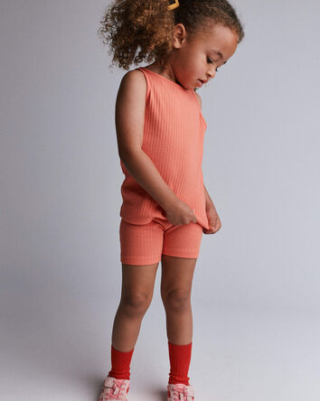 Toddler Girl Brooklyn Bike Shorts - Coral, 