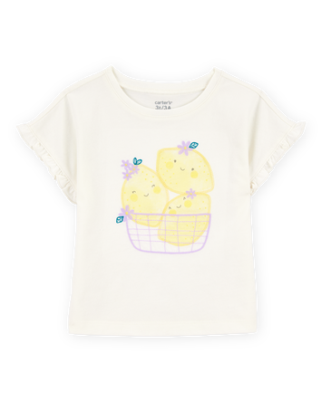 Toddler Girl Short-Sleeve Lemon Fashion Top - Ivory, 