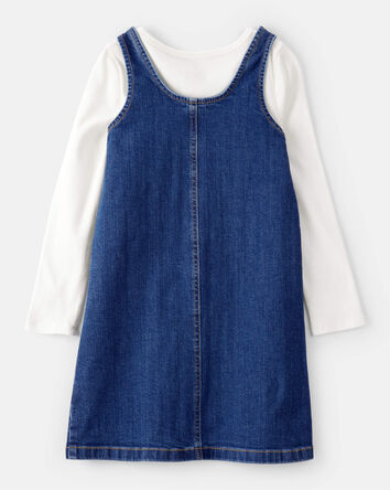 Girls 2-Piece Denim Long-Sleeve Dress Set , 