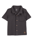 Toddler 2-Piece Textured Button-Down Jacquard Shirt & Shorts Set - Brown/Black, image 3 of 8 slides