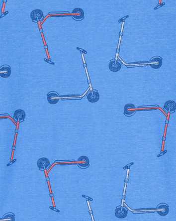 Boys 2-Piece Scooter Print 100% Snug Fit Cotton Pajamas - Blue, 