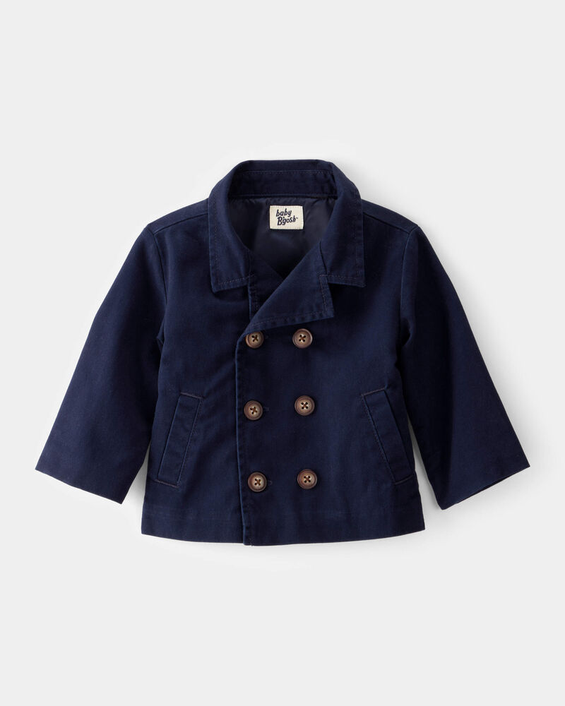 Baby Twill 100% Cotton Button-Down Jacket - Navy, image 1 of 3 slides