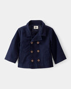 Baby Twill 100% Cotton Button-Down Jacket - Navy, image 1 of 3 slides