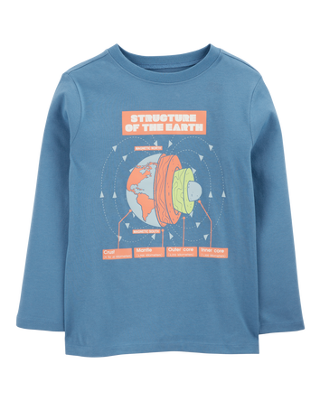 Boys Earth Diagram Blend Long-Sleeve Tee - Blue, 