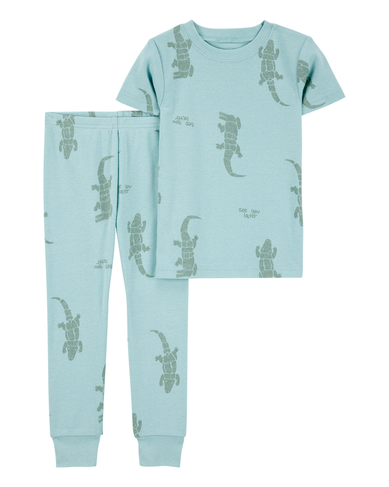 Toddler 4-Piece Snug Fit 100% Cotton Pajamas - Green/Blue, image 2 of 5 slides