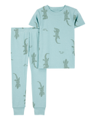 Toddler 4-Piece Snug Fit 100% Cotton Pajamas - Green/Blue, image 2 of 5 slides