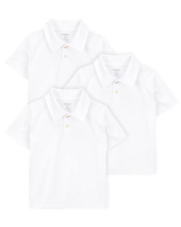 Toddler 3-Pack Active Uniform Polo Shirts in Moisture Wicking BeCool&trade; Fabric - White, 