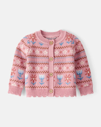 Baby Girl Fair Isle Long-Sleeve Sweater - Pink, 