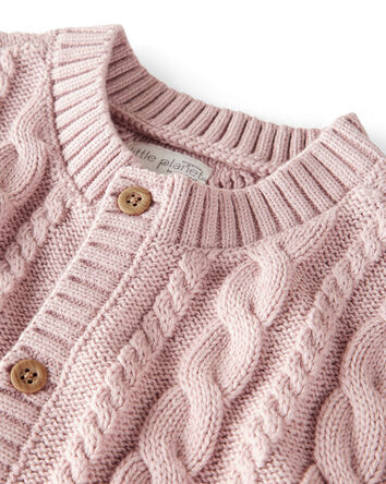 Girls Organic Cotton Cable Knit Cardigan, 