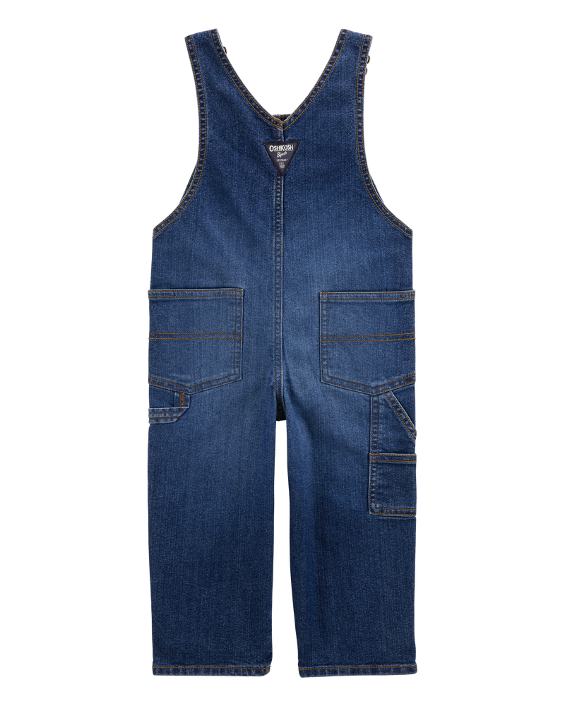 Toddler Stretch Denim Overalls - Dark Wash, image 2 of 5 slides
