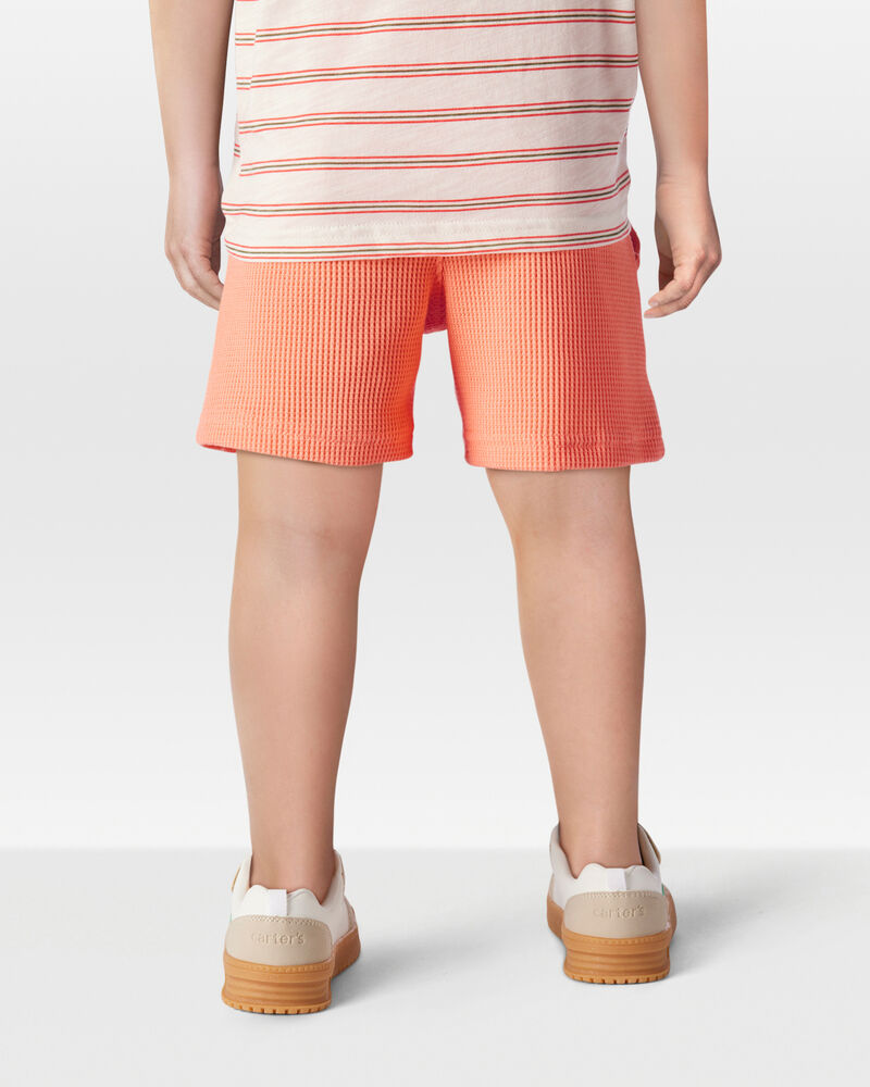 Toddler Waffle Knit Drawstring Shorts - Orange, image 3 of 7 slides