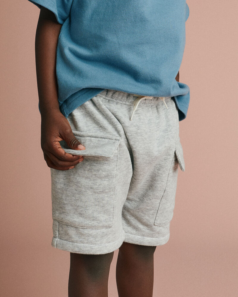 Toddler Boy French Terry Cargo Shorts - Heather Grey, image 1 of 6 slides