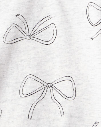 Girls Bow Print Long-Sleeve Top - Grey, 