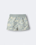 Toddler Boy Tropical Swim Trunks - Light Blue, image 6 of 7 slides