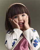 Toddler Girl Floral Long-Sleeve Relaxed Tee - Cream/Blue, image 4 of 7 slides