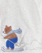 Toddler Boy Woodland Print Cotton Long-Sleeve Snug Fit 4-Piece Pajamas - White/Blue, image 3 of 6 slides