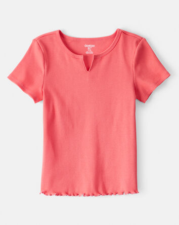 Girls Cotton Short-Sleeve Top - Orange, 