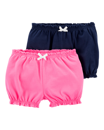 Baby Girl 2-Pack Bubble Shorts - Pink/Navy, 