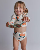 Toddler Girl Half-Zip Long-Sleeve Rashguard Set in Clementine Grove Print - Cream, image 1 of 6 slides