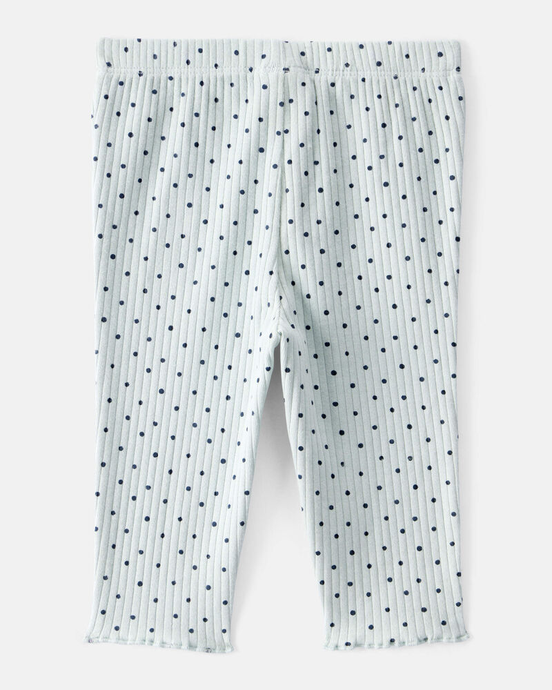 Baby Girl Polka Dot Print Cotton Pull-On Pants - Blue, image 2 of 4 slides