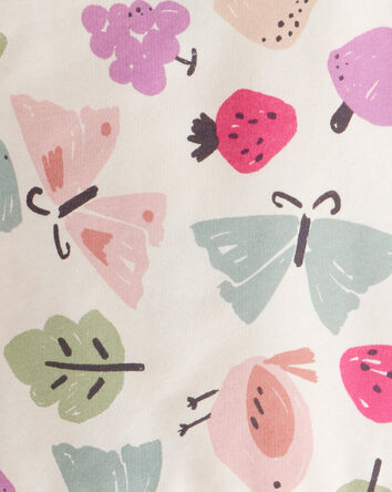 Toddler Girl Butterfly Fruit Print Cotton Long-Sleeve Tee & Pant Set - Ivory, 
