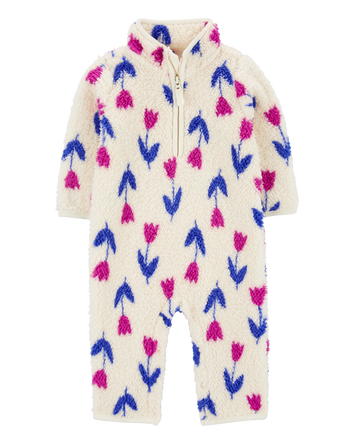 Baby Girl Floral Sherpa Jumpsuit, 