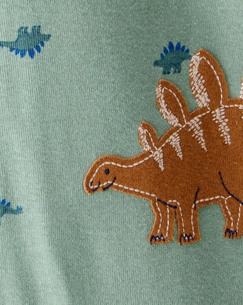 Toddler Boy Dinosaur 100% Cotton Long-Sleeve 1-Piece Pajamas - Green, 