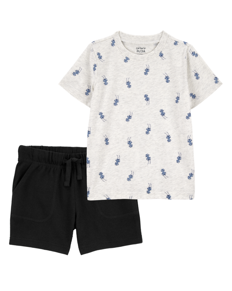 Baby 2-Piece Race Car Print Tee & French Terry Shorts Set, image 1 of 6 slides