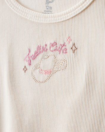 Toddler Girl Cowgirl Hat Cotton Short-Sleeve Top - Ivory, 