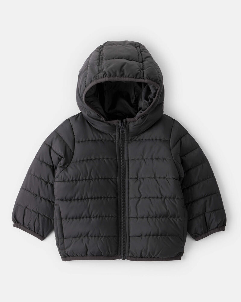 Baby Packable Hooded Puffer Jacket - Black, image 1 of 5 slides
