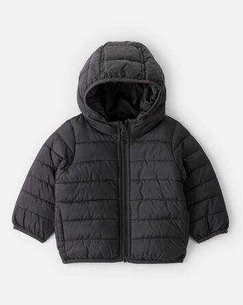 Baby Packable Hooded Puffer Jacket - Black, 
