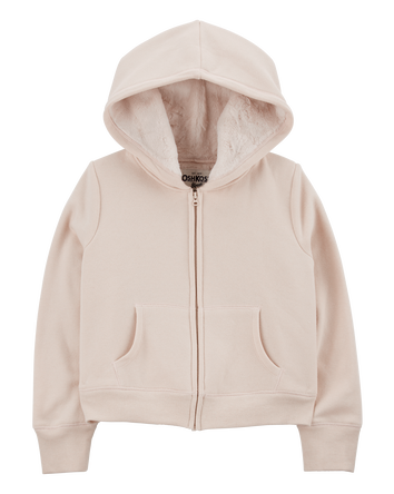 Kid Fleece-Lined Zip-Up Jacket - Tan, 