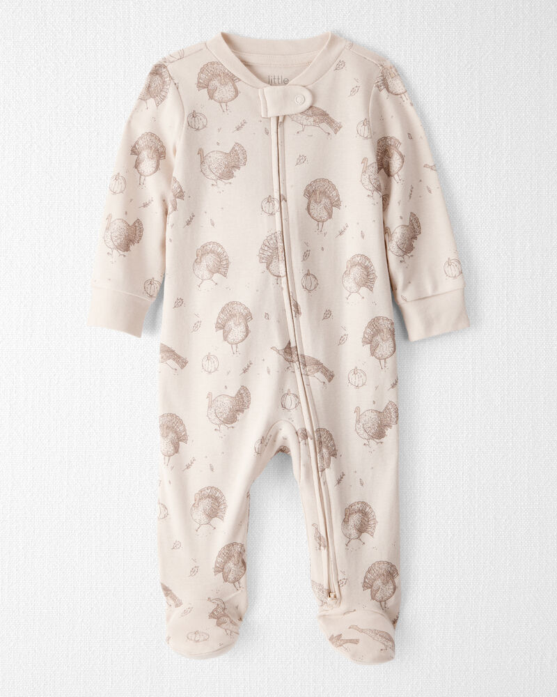 Baby Organic Cotton Sleep & Play Pajamas in Turkey Trot, image 1 of 4 slides