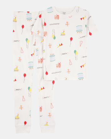 Kid 2-Piece Birthday 100% Snug Fit Cotton Pajamas - Ivory, 