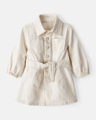 Baby Girl Embroidered Cotton Long-Sleeve Dress - White, image 1 of 6 slides