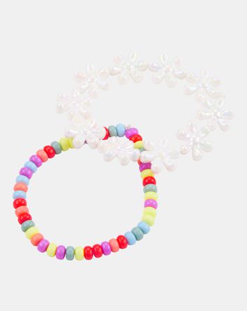 2-Pack Floral Beaded Bracelets, 
