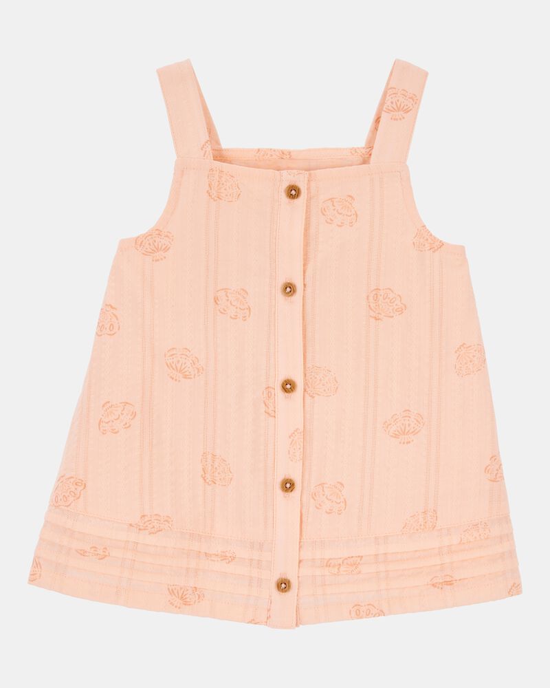 Toddler Seashell Cotton Tank - Coral, image 1 of 3 slides