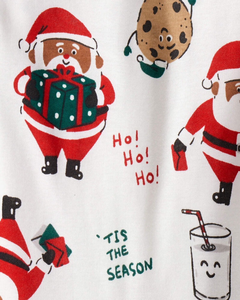 Toddler Brown Santa Milk & Cookies 100% Cotton Long-Sleeve Snug Fit 2-Piece Pajamas - White, image 2 of 3 slides
