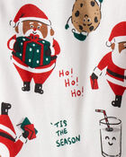 Toddler Brown Santa Milk & Cookies 100% Cotton Long-Sleeve Snug Fit 2-Piece Pajamas - White, image 2 of 3 slides