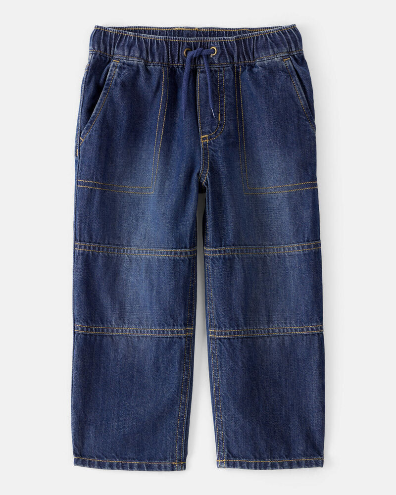 Toddler Boy  Wide-Leg Pull-On Denim Jeans - Dark Wash, image 1 of 4 slides