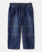 Toddler Boy  Wide-Leg Pull-On Denim Jeans - Dark Wash, image 1 of 4 slides