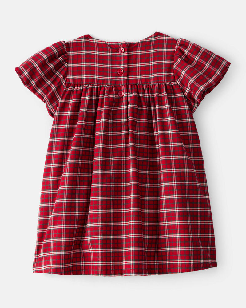 Baby Girl Special Occasion Plaid Print Short-Sleeve Dress - Red, image 2 of 5 slides