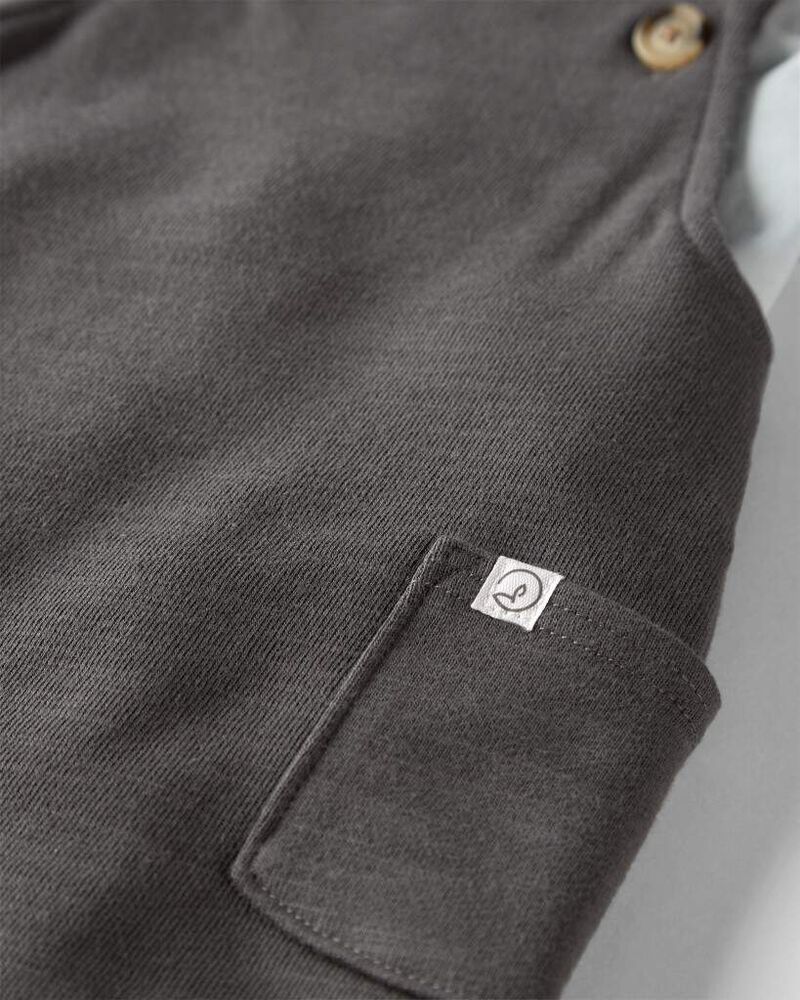 Baby Organic Cotton Shortall Set in Panda Bear, image 3 of 6 slides