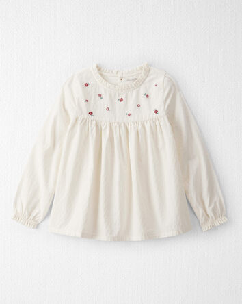 Girls Organic Cotton Floral Print Long-Sleeve Top, 