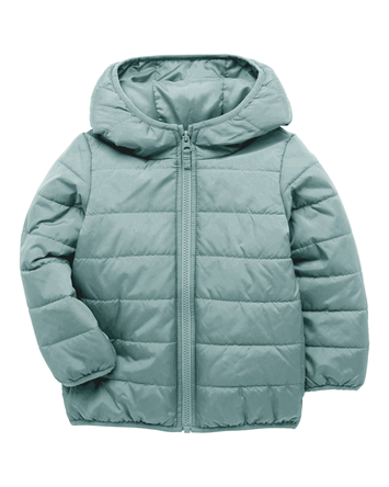 Toddler Packable Hooded Puffer Jacket - Green, 