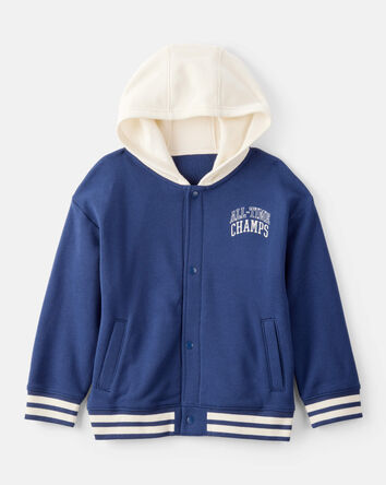 Boys Fleece Varsity Jacket - Navy, 
