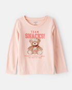 Toddler Girl Team Snacks Bear Long-Sleeve Graphic Tee - Pink, image 1 of 3 slides