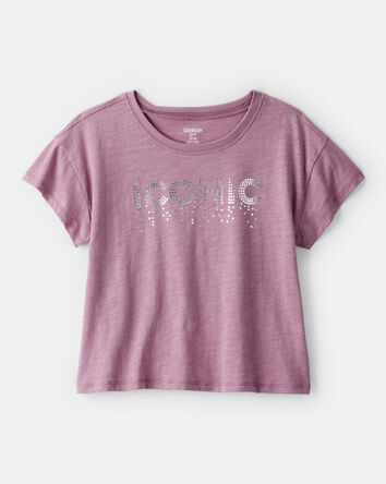 Girls Iconic Cotton Short-Sleeve Graphic Tee - Purple, 