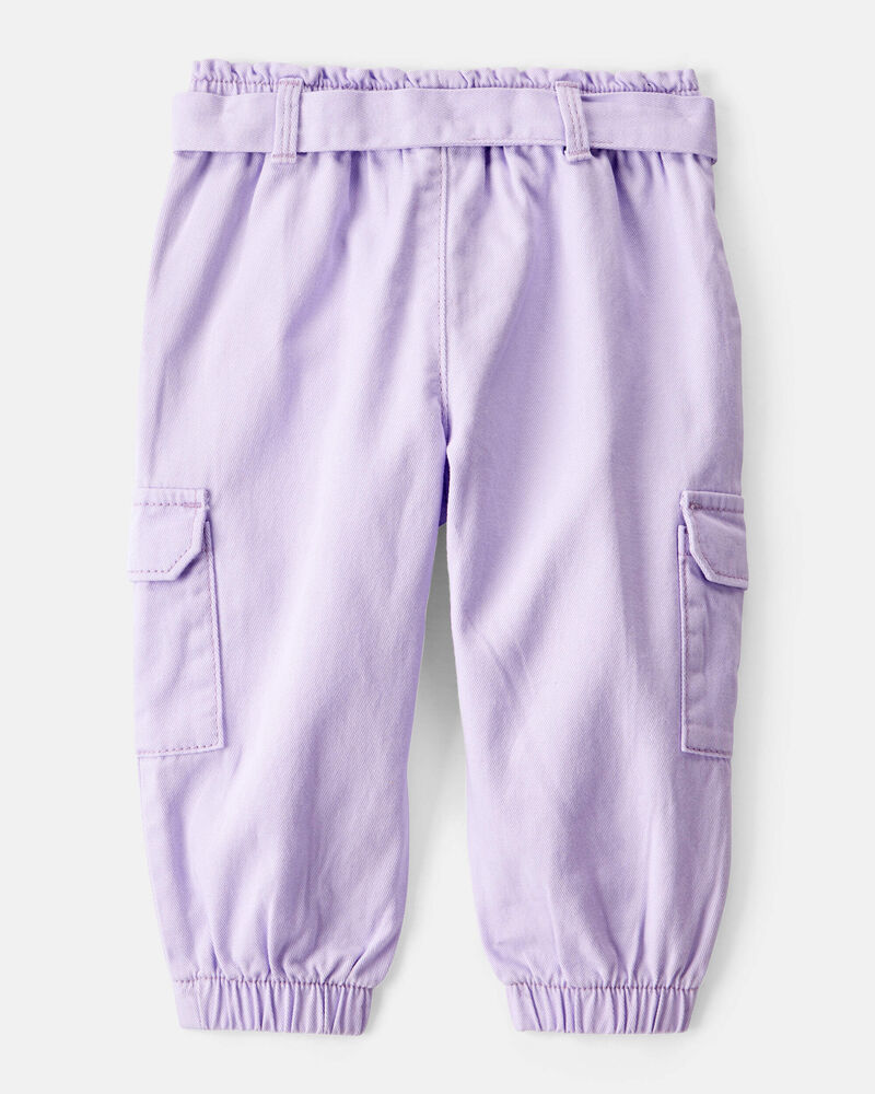 Baby Girl 2-Piece Purple Pullover Sweatshirt & Cotton Cargo Joggers Set - Purple, image 6 of 8 slides
