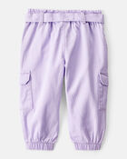 Baby Girl 2-Piece Purple Pullover Sweatshirt & Cotton Cargo Joggers Set - Purple, image 6 of 8 slides